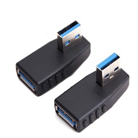 Samcos USB 3.0 Adapter, L-Shaped, Type A, Type A, Male to Type A Female, 90 Degree Right Angle, Converter, USB Connector, Left and Right Facing [Set of 2]