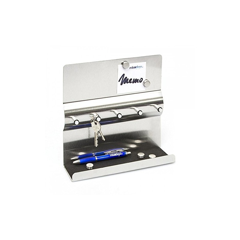 Axentia Key Holder in Silver, Stainless Steel Memo Board Key