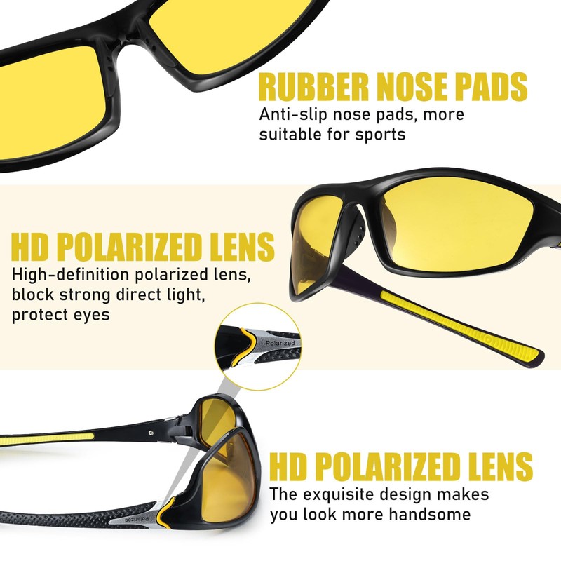 TOODOO 4 Pairs Men Polarized Sunglasses with UV Protection Driving