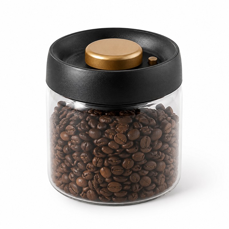 Press-Down Vacuum Glass Storage Canister with Air Release Valve, Airtight
