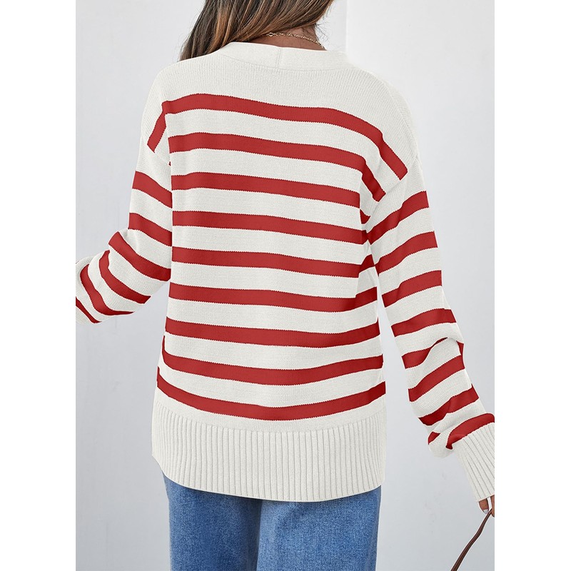 EVALESS Womens Striped Christmas Cardigan Sweaters Fashion 2024 Fall Winter