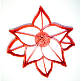 POINSETTIA PLANT RED GREEN FOLIAGE CHRISTMAS STAR FLOWER SPECIAL OCCASION COOKIE CUTTER BAKING TOOL 3D PRINTED MADE IN USA PR2229