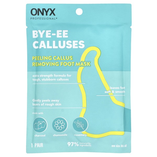 Onyx Professional Bye-EE Calluses, Peeling Callus Removing Foot Mask, 1