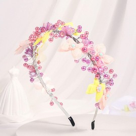 IYOU Princess Wedding Headband Purple Butterfly Hair Bands Pearl Communion Bridal Hair Accessories for Girls