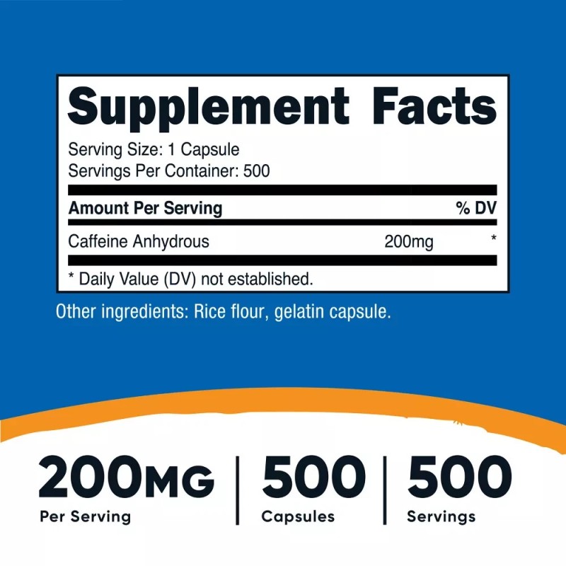 Nutricost Caffeine Pills, 200mg Per Serving (500 Caps)