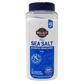 Wellsley Farms Sea Salt from Italy – Kosher, Premium, Hand-Harvested Natural Sicilian Mediterrean Sea Salt in a Versatile Culinary Shaker 45 ounces.