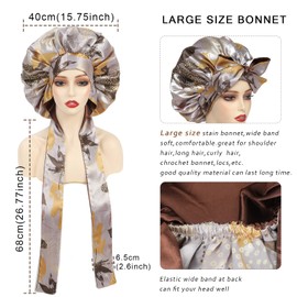 Gorro de satén para mujer, capó de seda para cabello rizado, capó de seda para dormir capó de satén para mujeres negras, capó extragrande para trenzas con banda de corbata
