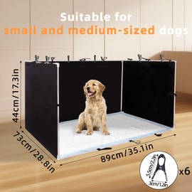 Dmnnlp Dog Pee Pad Holder with High Walls 35"x29"x17.3" No-Splash Indoor Dog Potty Box with 6 Clamps, Foldable Potty Training Toilet for Large Small Medium Dogs Puppy Potty (Black)