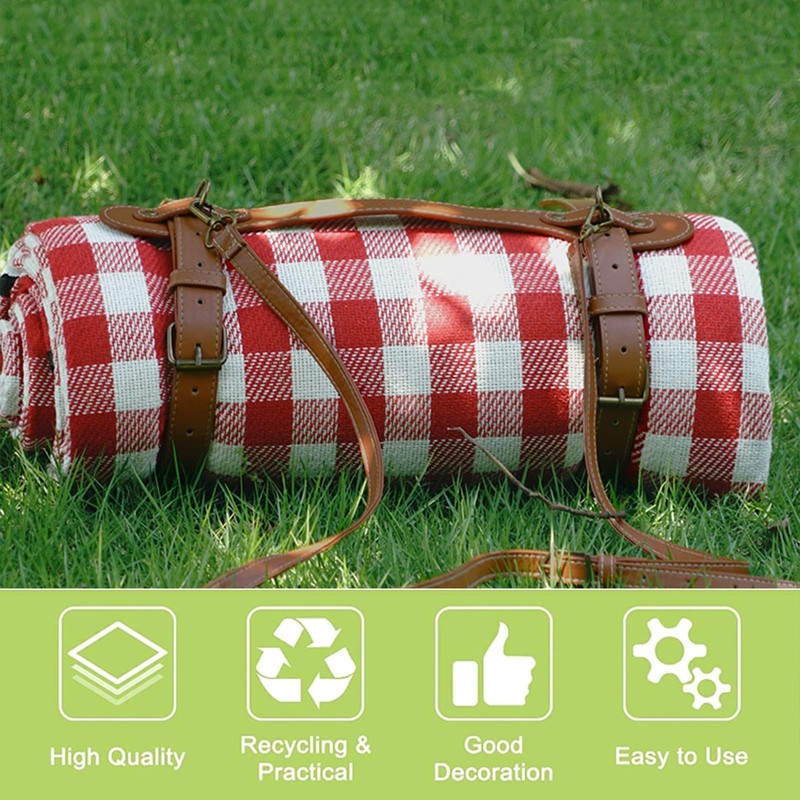 UFURMATE Picnic Blanket Carry Strap, PU Leather Carry Strap with