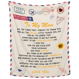 GUOTY Gifts for Mom Birthday Gifts for Women Mothers Day Blanket from Daughter Son, Mom Gifts to My Mom, Thanksgiving Christmas Birthday Gifts for Mother, Soft Throw Blanket 60"x50"