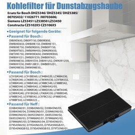 Activated Carbon Filter for Bosch DHZ5346 / DHZ5345 / 00705432/11026771 Siemens LZ53451 / LZ53450 and Neff Z5102X1 / Z5102X5 Cooker Hood Filter Replacement 317 x 215 x 22 mm