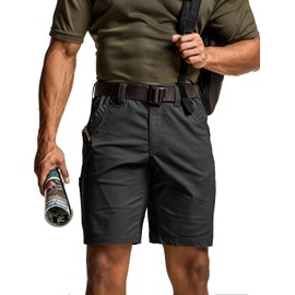 CQR Men's Flex Casual Cargo Shorts, Lightweight Water Resistant Golf Shorts, Stretch Tactical Work Shorts with Multi-Pocket, Negotiator Black, 38W x 12L