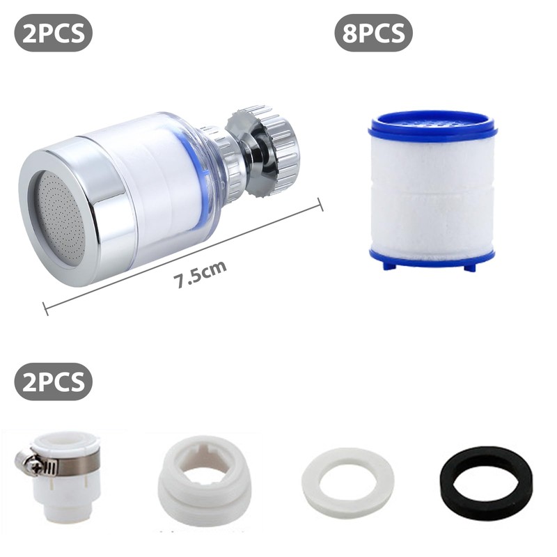 VZU Pack of 2 Tap Filters, 360° Water Filter Tap