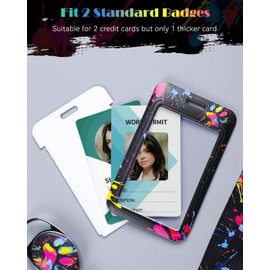 Uniclife Fashionable Sliding Badge Holder Cute Dog Plastic Case with Retractable Badge Reel Carabiner Clip & Detachable Lanyard Strap Vertical Card Protector for Women Nurse Teacher Student