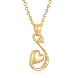 YOIEU Swan Cremation Jewelry for Ashes Infinity Heart Urn Necklaces Keepsake Memorial Lockets for Ashes Holder Funeral Urn Pendants for Women Men (Gold)