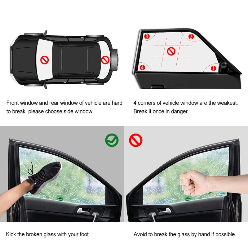 LETREEN 4 Pack Car Emergency Escape Window Break Hammer Safety