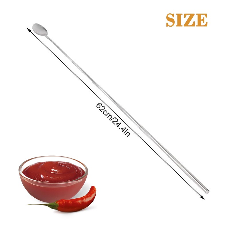 2Pcs Long Extendable Spoon Stainless Steel Telescopic Spoon Durable Useful