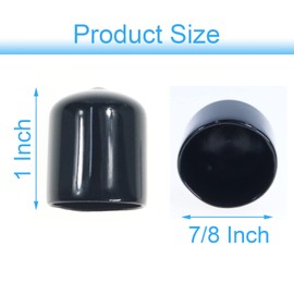 Acocony 7/8 Inch Rubber Cap Round Rubber End Caps PVC Flexible Protector Plastic Plugs for Round Holes Black Pack of 12