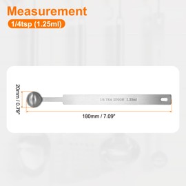 sourcing map 3pcs Single Measuring Spoon 1/4tsp (1.25ml) Teaspoon/Tablespoon 430 Stainless Steel Single Tiny Square Bowl Measuring Spoon Long Handle Measure Scoop