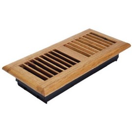 Floor Register, Oak Louvered Hardwood, 4 x 12-In.