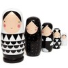 EXCEART Matryoshka Dolls Wooden Traditional Babushka 5 Layers Black White