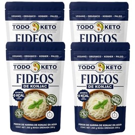 TODO KETO Pasta de Konjac Shirataki (250g) - Fideos Cero Calorías - Sustituto de Pasta Sin Carbohidratos ni Azúcar - Sin Gluten, Vegano y Low Carb. (4 piezas)