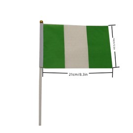 50Pcs Small Nigerian Flag on Stick 14x21cm Mini Waving Nigeria Flag Plastic Flagpole Single Side Flag Small Flag Parade International Festivals Party Decoration Supplies Election Support