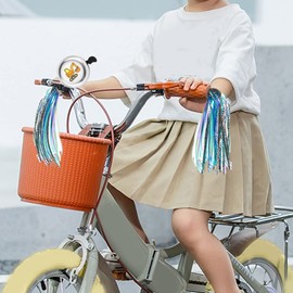 Orange Excavators Bike Bell with Bike Streamers Bike Tassel Cartoon Vehicles Bicycle Bell Bike Accessories for Kids Boys Girls White