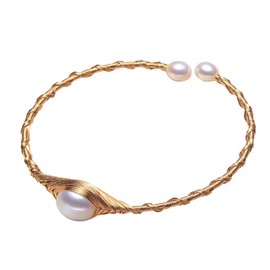 YorzAhar Pearl Bracelets Cuff Bangles for Women 7-8mm Natural Freshwater Baroque Pearl Edison Pearls Vintage Bracelet Gift for Grandma Mather Older