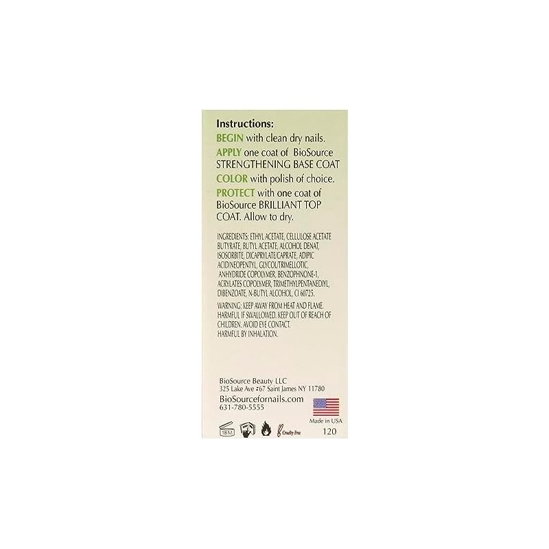 Biosource for nails natural therapy brilliant top coat, 0.4 oz