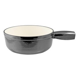 Swissmar Lugano Cast Iron Cheese Fondue Pot Replacement, 2 QT / 2 L – Compatible with Swissmar Lugano Fondue Sets – Ideal for Melting Cheese, Chocolate, & Caramel – Metallic Black