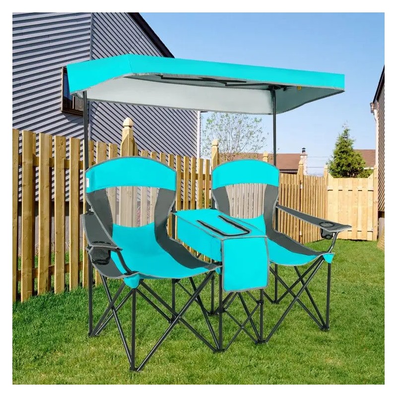 Portable Folding Camping Canopy Chair with Cup Holder Outdoor FurnitureColor: