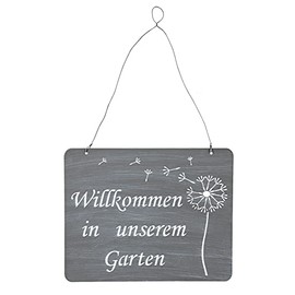 levandeo Sign Welcome to the Garden 31 x 25 cm Decorative Grey Dandelion Iron Metal Door Sign Wall Picture Garden Decoration Outdoor Decoration