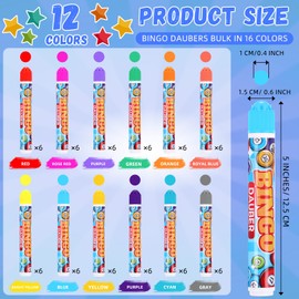 Crtiin 72 Pack Assorted Colors Set of Bingo Daubers 0.4oz Dot Markers Bulk Bingo Supplies in 12 Colors Dot Markers Paint Craft Ideal for Art and Crafts Painting Supplies Drawing Coloring