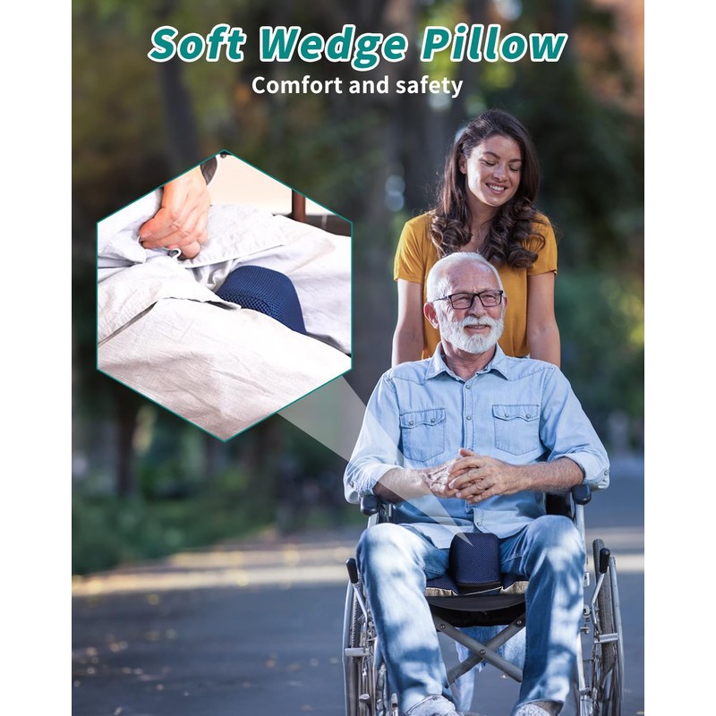 Anti-slip Wheelchair Cushion with Pommel Wedge and Seat Belt for