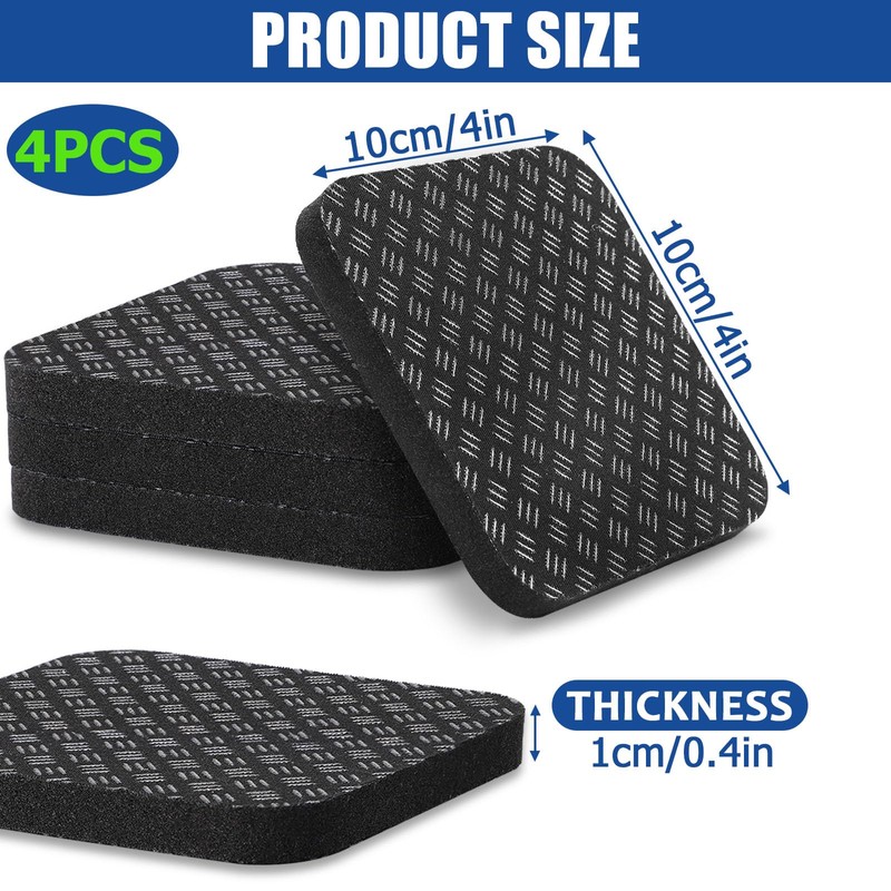 TOBWOLF 4PCS Anti-Slip Treadmill Mats, 10MM Thick High Density Walking