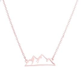 coadipress Minimalist Snowy Mountain Necklace Hiking Mountain Peak Pendants Necklaces Jewelry Climbing Nature Outdoor Lovers Gifts (Rose Gold)