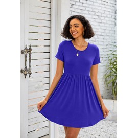 HiMONE Summer Dresses for Women Casual Short Sleeve Mini Sundresses with Pockets