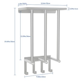 Bathroom Towel Rack with 4 Hooks - Wall Mount Towel Holder for Bathroom with Metal Shelf, Ideal Bathroom Storage Organizer and Decor（Grey）