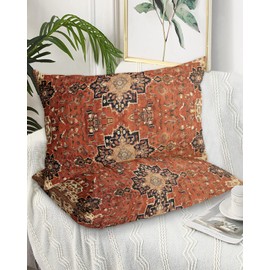 Southwest Pillowcases King Size,2 Packs Soft Bed Throw Pillow Covers Decorative Sofa Couch Long Body Lumbar Bolster Cushion Case with Envelope Closure,Geometric Stripe Boho Native Flower Print 20"x36"