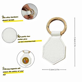 2pcs Magnetic Hat Clips for Travel - PU Hat Clip Holder Outdoor for Sun Hat,Magnetic Hat Clip for Hanging Hats Sunglasses Car Keys Handbag Backpack (White)