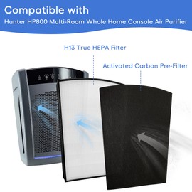 BreshAir True HEPA Replacement Filter Compatible with Hunter HP800 Multi-Room Large Console Air Purifier Series, 1 H13 HEPA Filter and 4 Pre-Filters, Compare to Part# H-HF800-VP