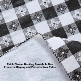 Newbridge 60 x 84 Inch Rectangle Vinyl Tablecloth with Flannel Backing, Bistro Tavern Check, Café Checkered Indoor Outdoor Vinyl Table Cover for Picnic, Barbecue and Patio Dining, Black
