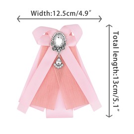 Elerevyo Women's Bow Brooch Rhinestoneand Pearl Ribbon Neck Tie Accessories Bow Tie One Size Pink