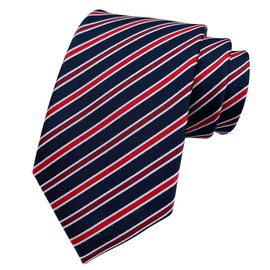 marysgift Mens Red Plaid Tie Modern Fine Stripe Ties, Black Woven Classic Business Casual Suit Necktie (TW06 Red Stripe, 146)