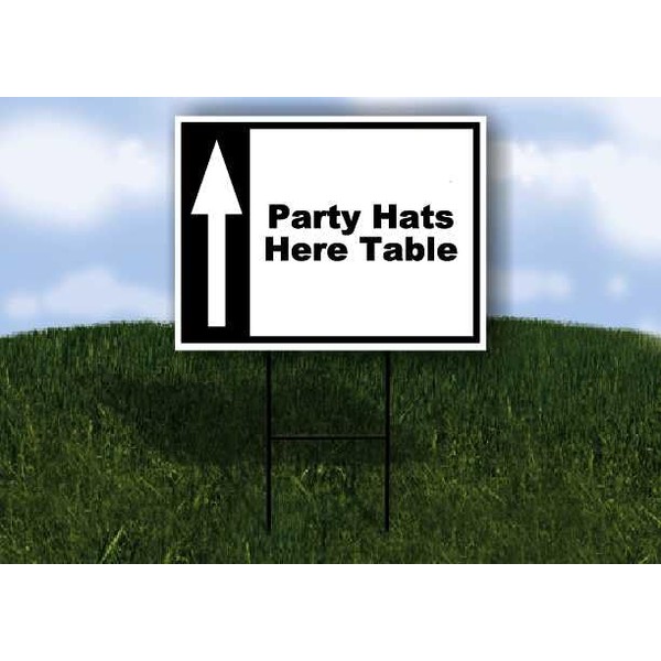 Party Hats Here Table Black White Up Arrow 1 Single