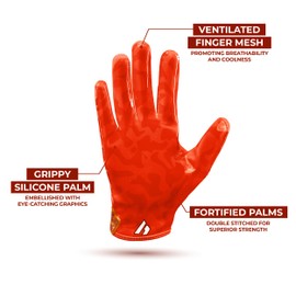 Repsters RPG1 Football Gloves - Adult & Youth Sizes (Tiger, Youth XS-S)