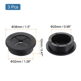 sourcing map 3 Pcs Cable Cord Grommet, 1 1/4" Inch (32mm) Desk Grommet Flexible Rubber Grommets Wire Hole Cover Pass Through for Office Computer Desk Wire Organizer, Black