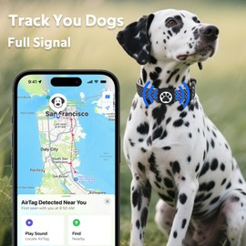 WhoseID Dog Collar with Waterproof AirTag Holder & Anti-Lost QR Code, Cute Bling Warpping Adjustable Width for Small Medium Large Pet (Black, M)