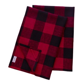 Solino Home Linen Kitchen Towels Set of 2 – Red and Black 17 x 26 Inch – 100% Pure Linen Buffalo Check Kitchen/Tea Towels – Machine Washable and Handcrafted from European Flax